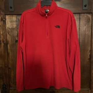 North Face Large 1/4 Zip Pullover Red